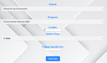 Fee calculator interface
